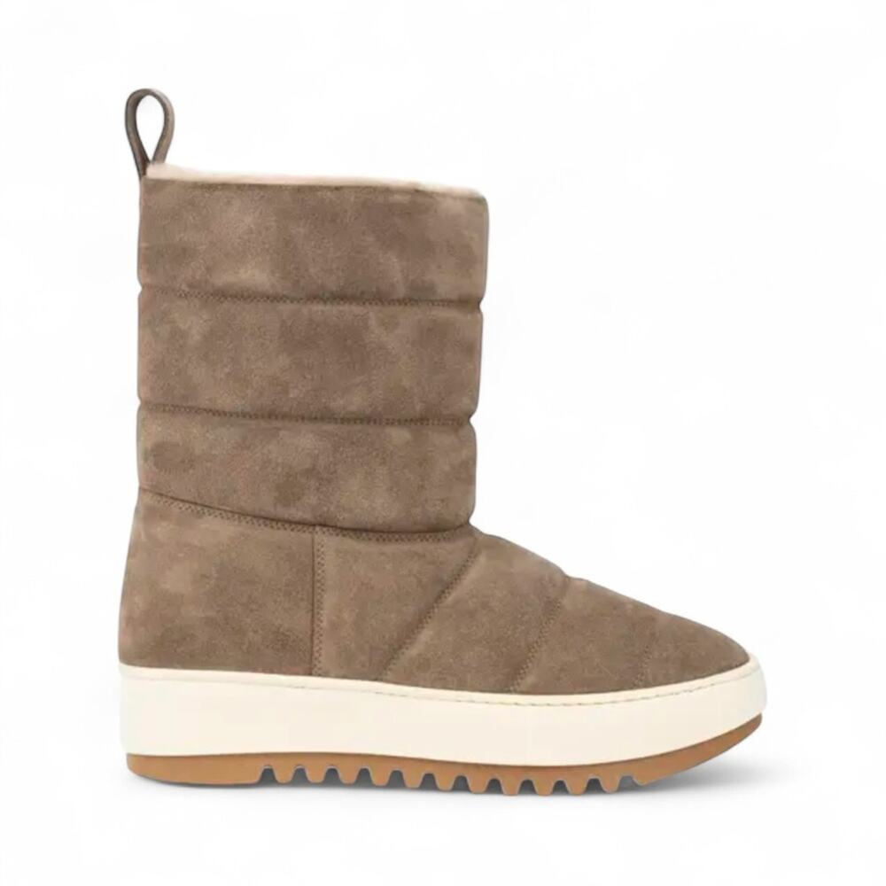 Aquatalia Alcee Quilted Suede Snow Beige Boots Sz 8.5